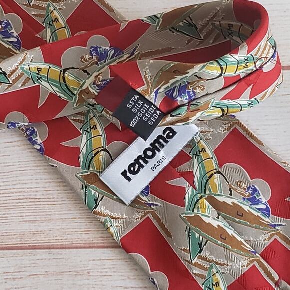 Renoma Paris 100% Silk Wind Surfing Print Tie - Picture 7 of 7